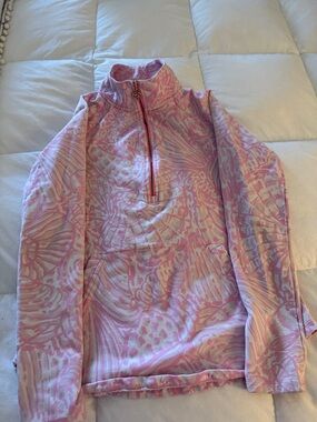 Lilly Pulitzer XS Pink & White Printed Half-Zip Utility Jacket
